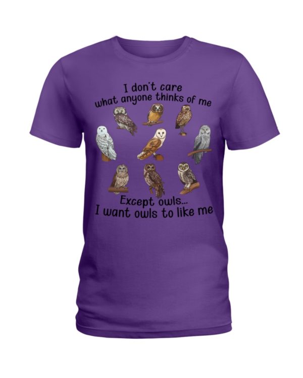 I Don't Care What Anyone Thinks Of Me Except Owl I Want Owls To Like Me Shirt