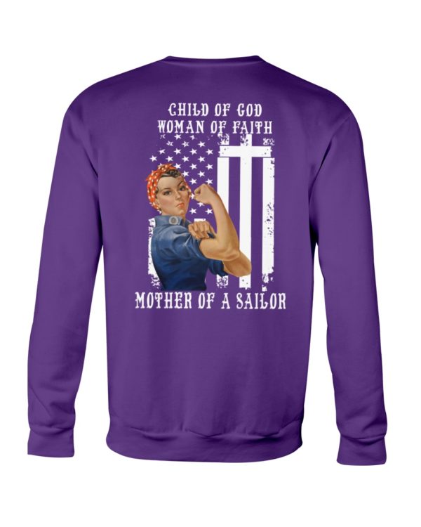 Child Of God Woman Of Faith Mother Of A Sailor Shirt