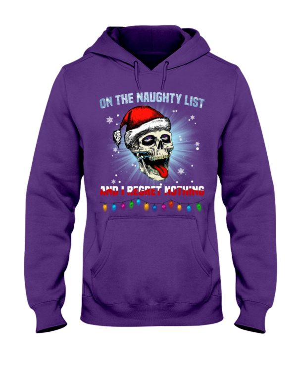 Skull On The Naughty List And I Reget Nothing Christmas Shirt