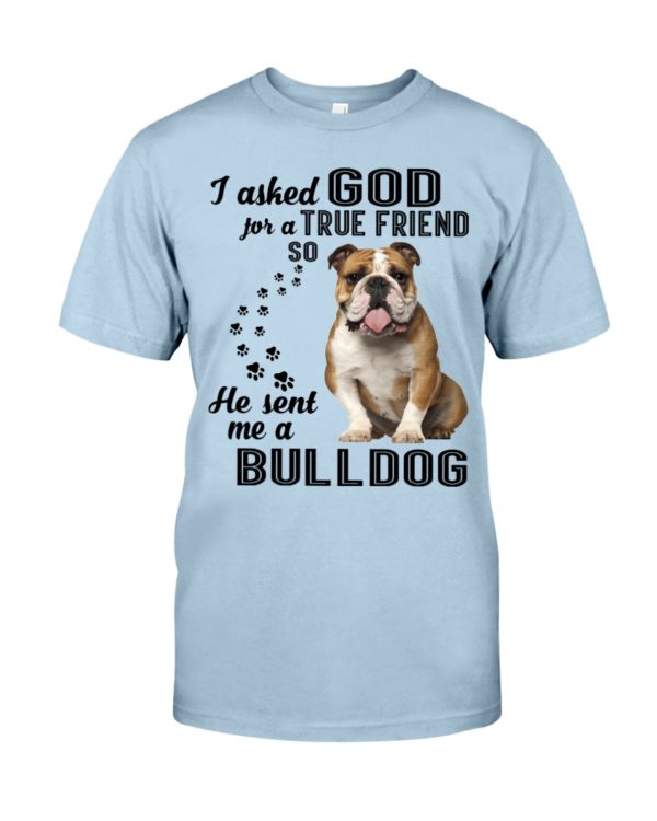 I Asked God For A True Friend So He Sent Me A Bull Dog Shirt