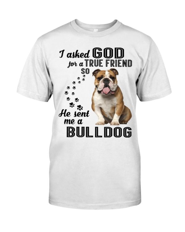 I Asked God For A True Friend So He Sent Me A Bull Dog Shirt