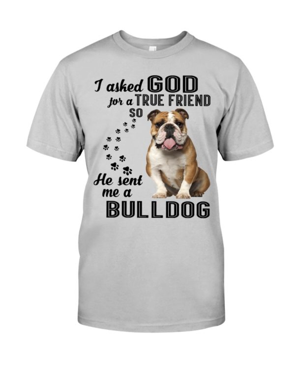 I Asked God For A True Friend So He Sent Me A Bull Dog Shirt