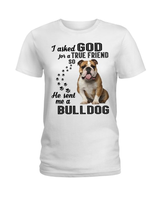 I Asked God For A True Friend So He Sent Me A Bull Dog Shirt