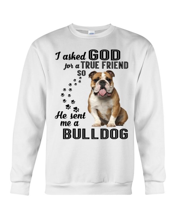 I Asked God For A True Friend So He Sent Me A Bull Dog Shirt