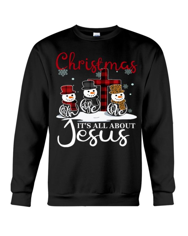 Christmas It's All About Jesus Snow Man Christmas Shirt