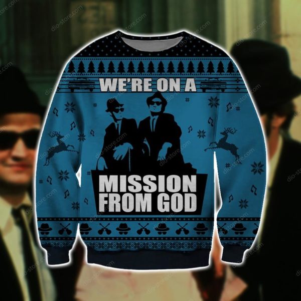 The Blues Brothers We're On A Mission From God 3D Printed Christmas Shirt