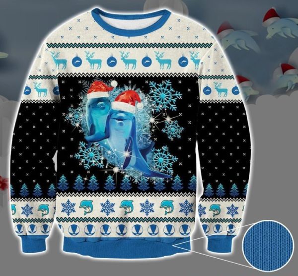 Dolphin Snowflake 3D Printed Christmas Sweatshirt