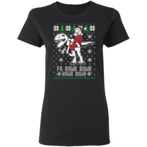 Santa Riding T Rex Fa RAWR Christmas Shirt