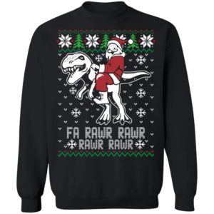 Santa Riding T Rex Fa RAWR Christmas Shirt