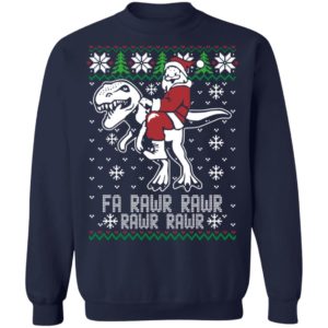 Santa Riding T Rex Fa RAWR Christmas Shirt