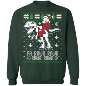 Santa Riding T Rex Fa RAWR Christmas Shirt