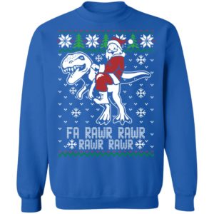 Santa Riding T Rex Fa RAWR Christmas Shirt