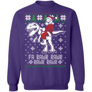 Santa Riding T Rex Fa RAWR Christmas Shirt