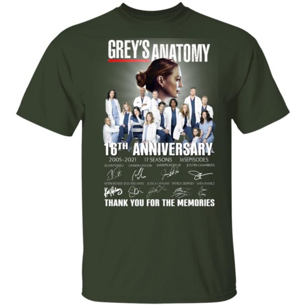 Grey’s Anatomy 2005 2021 16th Anniversary Thank You For The Memories Shirt