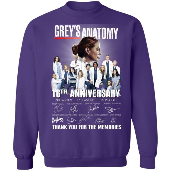 Grey’s Anatomy 2005 2021 16th Anniversary Thank You For The Memories Shirt
