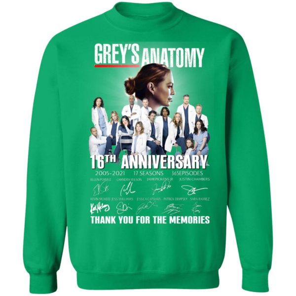 Grey’s Anatomy 2005 2021 16th Anniversary Thank You For The Memories Shirt