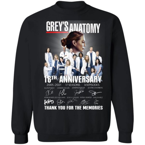 Grey’s Anatomy 2005 2021 16th Anniversary Thank You For The Memories Shirt