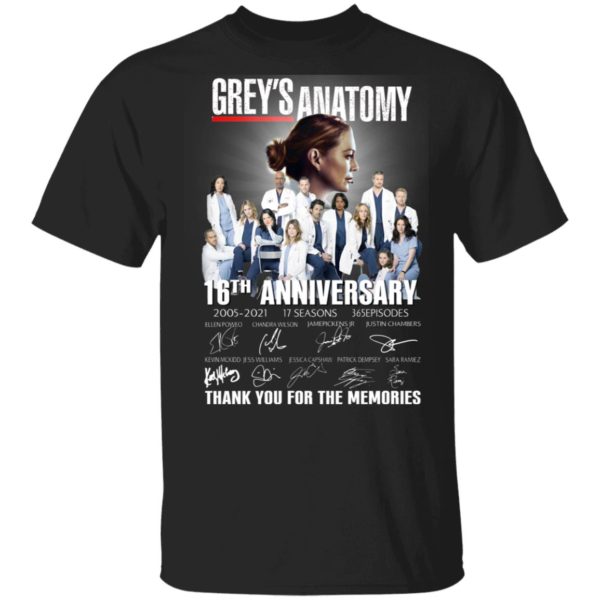 Grey’s Anatomy 2005 2021 16th Anniversary Thank You For The Memories Shirt