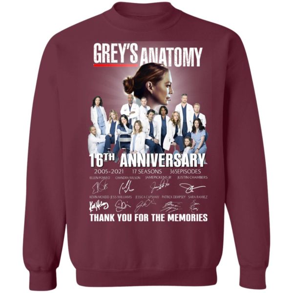 Grey’s Anatomy 2005 2021 16th Anniversary Thank You For The Memories Shirt