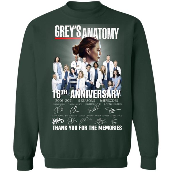 Grey’s Anatomy 2005 2021 16th Anniversary Thank You For The Memories Shirt