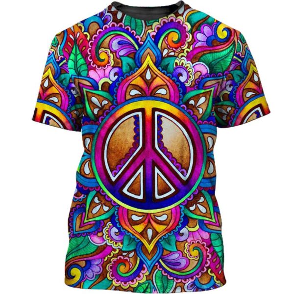 Hippie Colorful Peace Sign 3D All Over Print Shirt