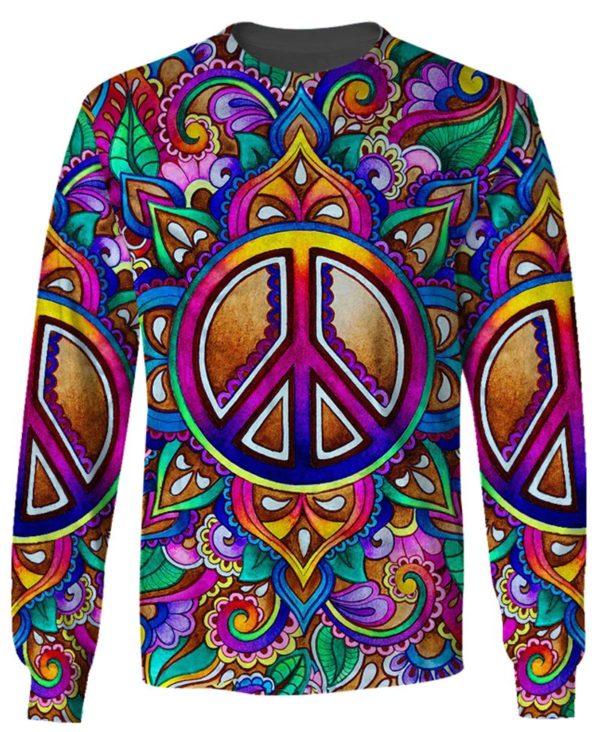 Hippie Colorful Peace Sign 3D All Over Print Shirt