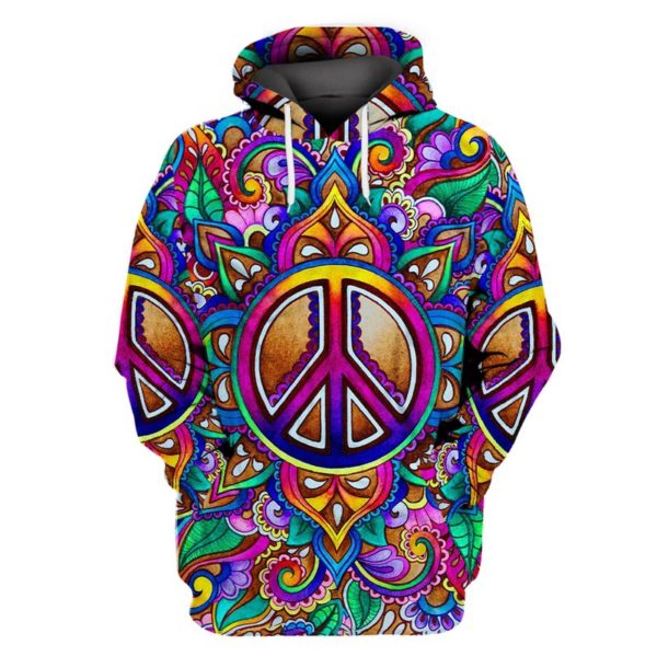 Hippie Colorful Peace Sign 3D All Over Print Shirt