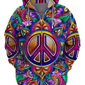 Hippie Colorful Peace Sign 3D All Over Print Shirt