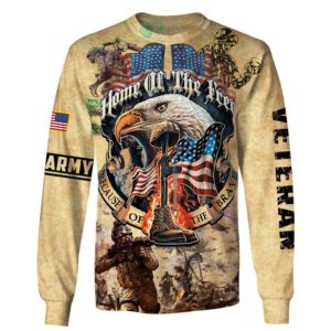 Army Veteran Home At The Free,Because Of The Brave 3D All Over Print Shirt