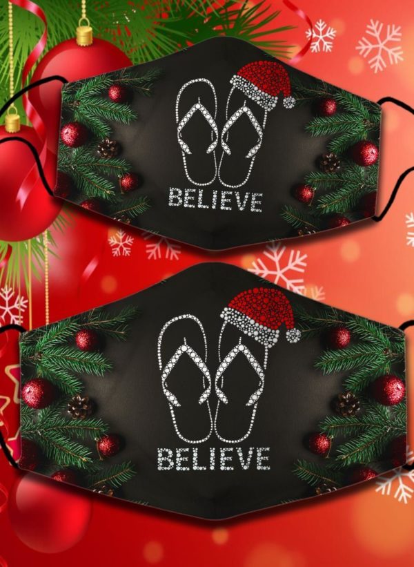 Flip Flop, Believe Christmas Face Mask