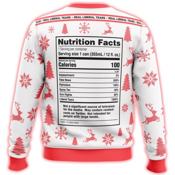 Republiclaw Trump 2020 Liberal Tears Nutrition Facts 3D Printed Christmas Sweatshirt