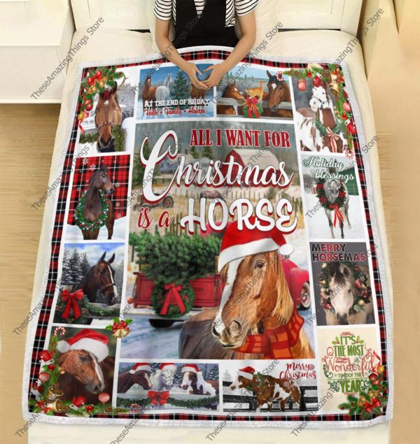 All I Want For Christmas Is A Horse Quilt Blanket