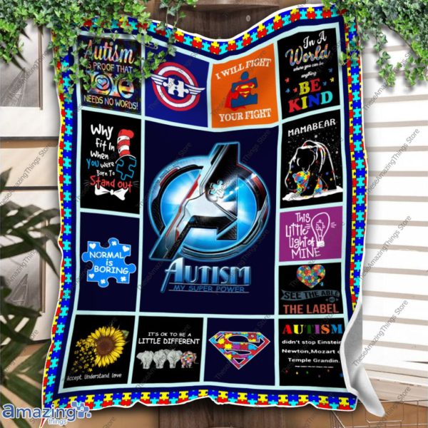Autism Awareness Blanket Autism Superhero Logo, Autism My Super Power Blanket