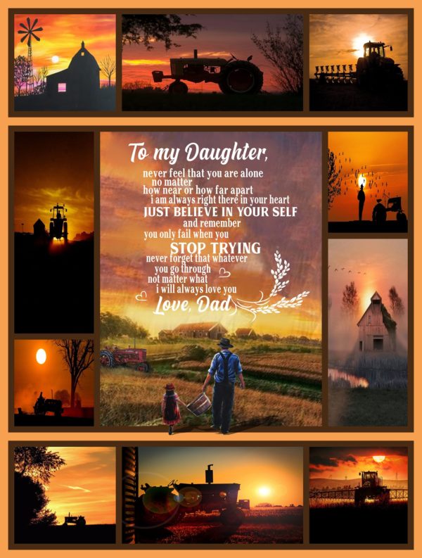 Farmer and Tractor in Sunset To My Daughter for Farmers Kids Blanket