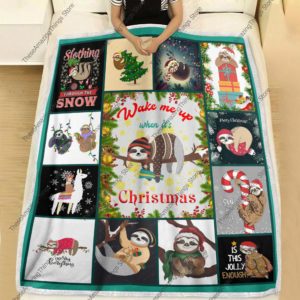 Funny Sloth, Wake Me Up When It's Christmas Blanket image Funny Sloth, Wake Me Up When It's Christmas Blanket