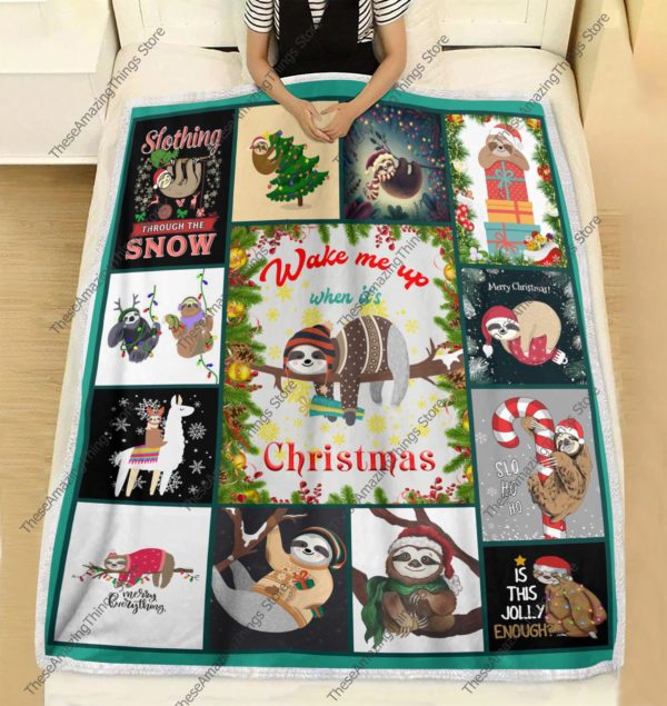 Funny Sloth, Wake Me Up When It's Christmas Blanket