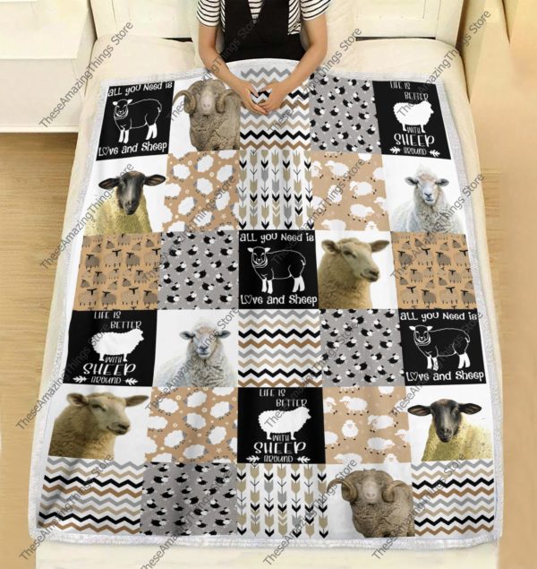 Funny Sheep Blanket All You Need Is Love And Sheep Blanket