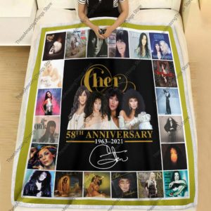 Cher Singer 58th Anniversary 1963 2021 Signature Quilt Blanket image Cher Singer 58th Anniversary 1963 2021 Signature Quilt Blanket