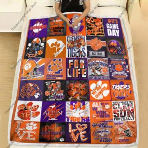Clemson Tigers Football Quilt Blanket image Clemson Tigers Football Quilt Blanket