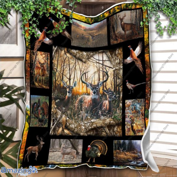 Hunting – Love To Hunt Deer & Pheasant Quilt, Fleece Blanket