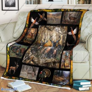 Hunting – Love To Hunt Deer & Pheasant Quilt, Fleece Blanket image Hunting – Love To Hunt Deer & Pheasant Quilt, Fleece Blanket