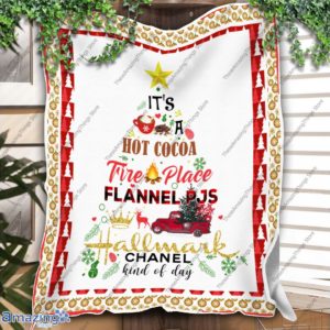 It's A Hot Cocoa Fire Place Flannel PJS Hallmark Chanel Kind Of Day, Christmas Tree Blanket