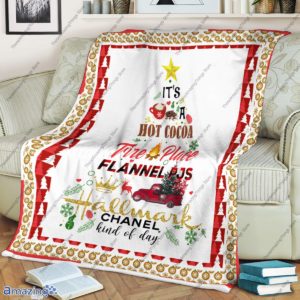 It's A Hot Cocoa Fire Place Flannel PJS Hallmark Chanel Kind Of Day, Christmas Tree Blanket