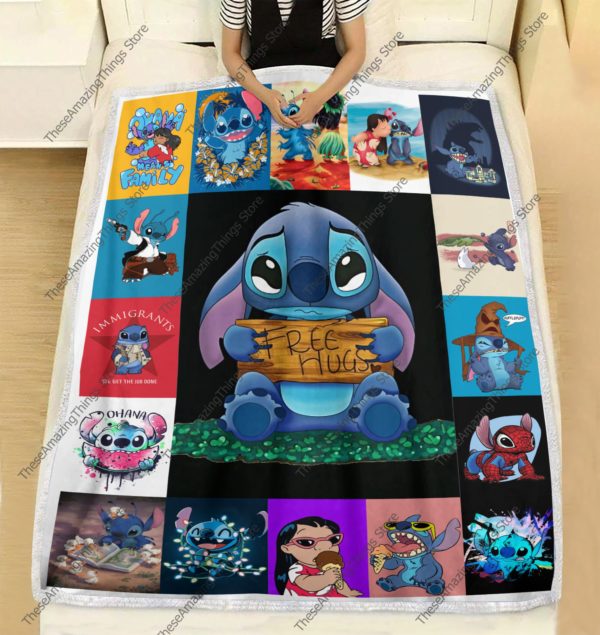 Lilo and Stitch Free Hugs Quilt Blanket