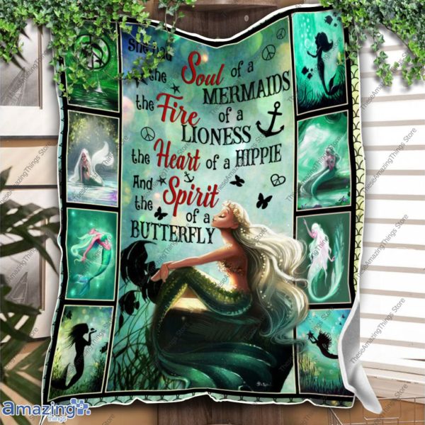 Mermaid Blanket She Had The Sould Of Mermaids, The Fire Of Lioness Blanket