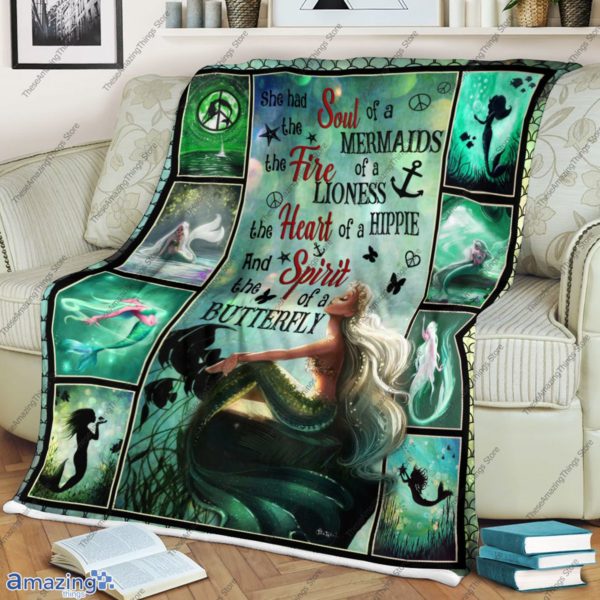 Mermaid Blanket She Had The Sould Of Mermaids, The Fire Of Lioness Blanket