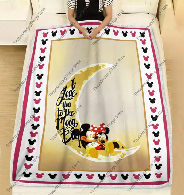 Mickey And Minnie I Love You To The Moon and Back Blanket