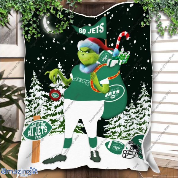 New York Jets Grinch Santa Quilt Blanket