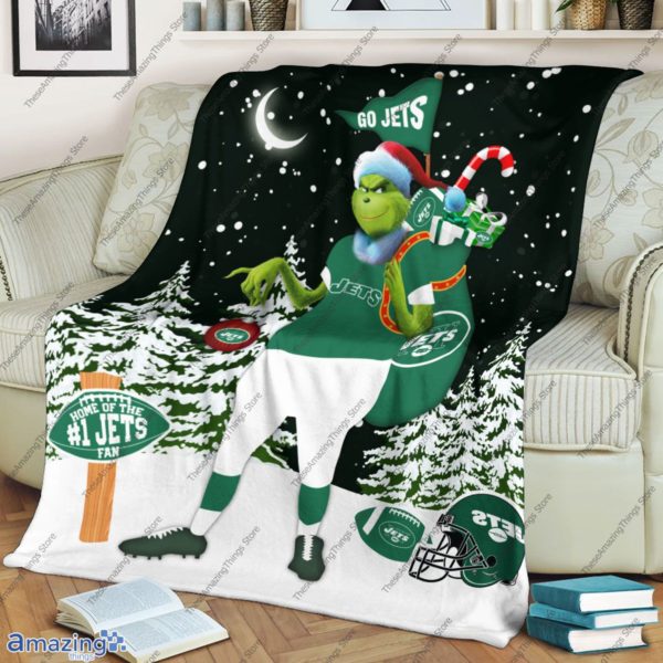 New York Jets Grinch Santa Quilt Blanket