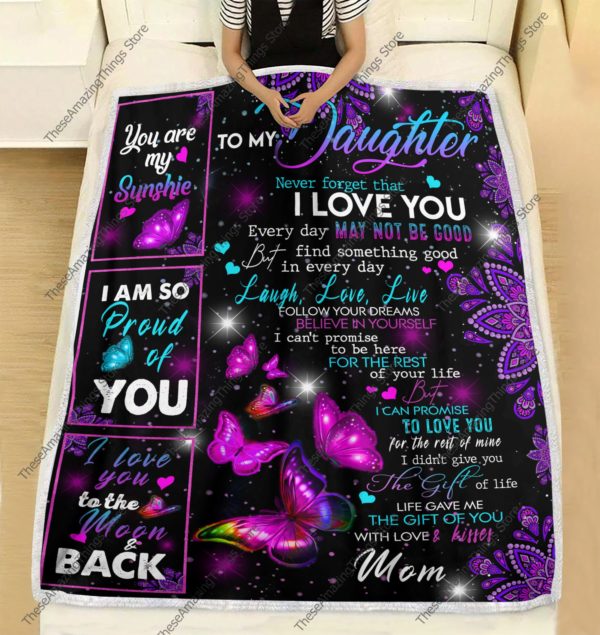 Personalized Butterfly To My Daughter Blanket, You Are My Sunshine Blanket